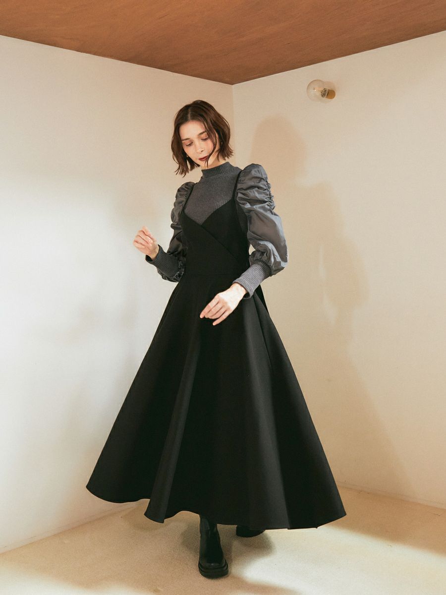 BACK CROSS JUMPER ONE-PIECE | romile 