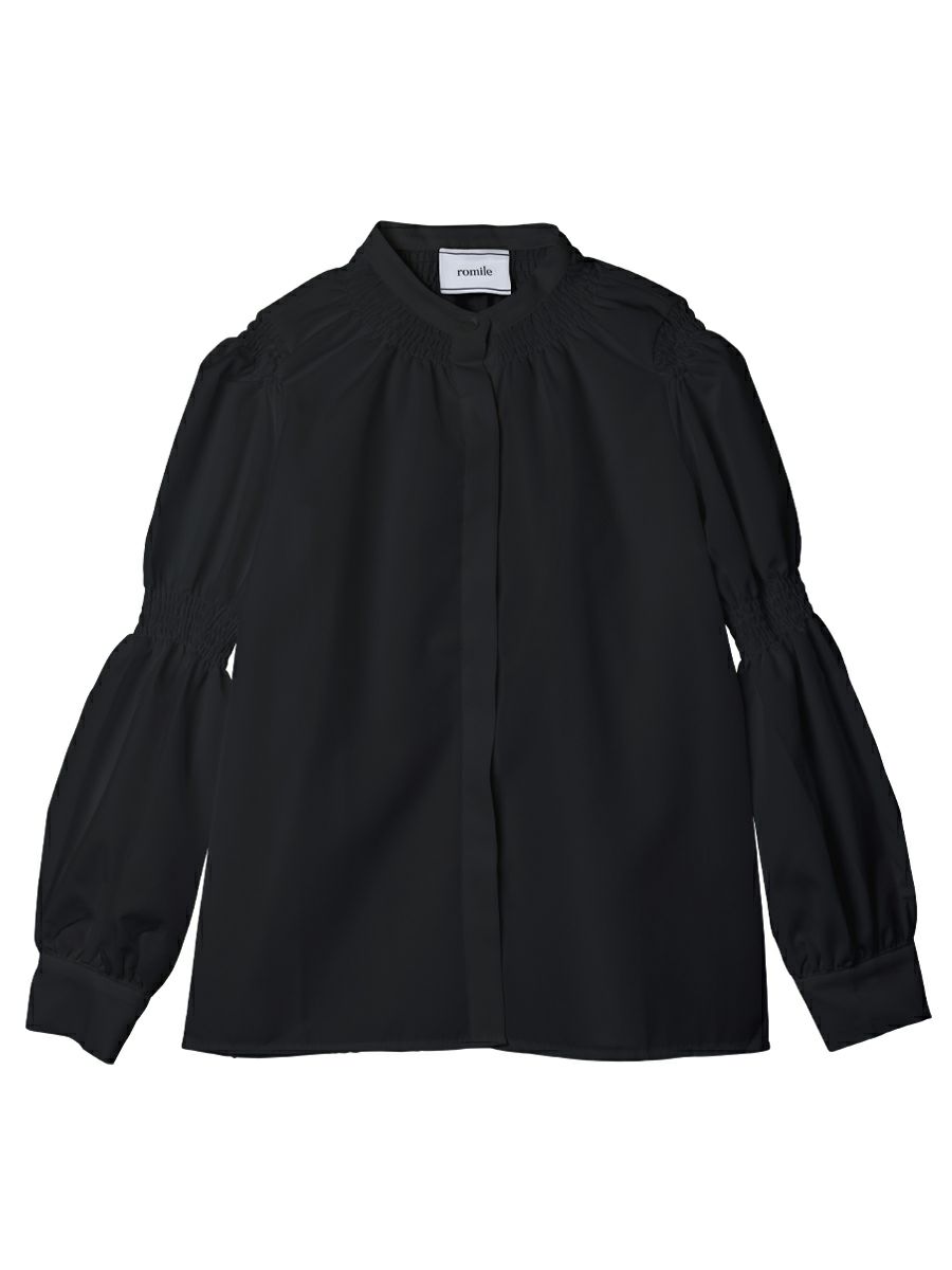 STAND-COLLAR BALLOON BLOUSE | romile