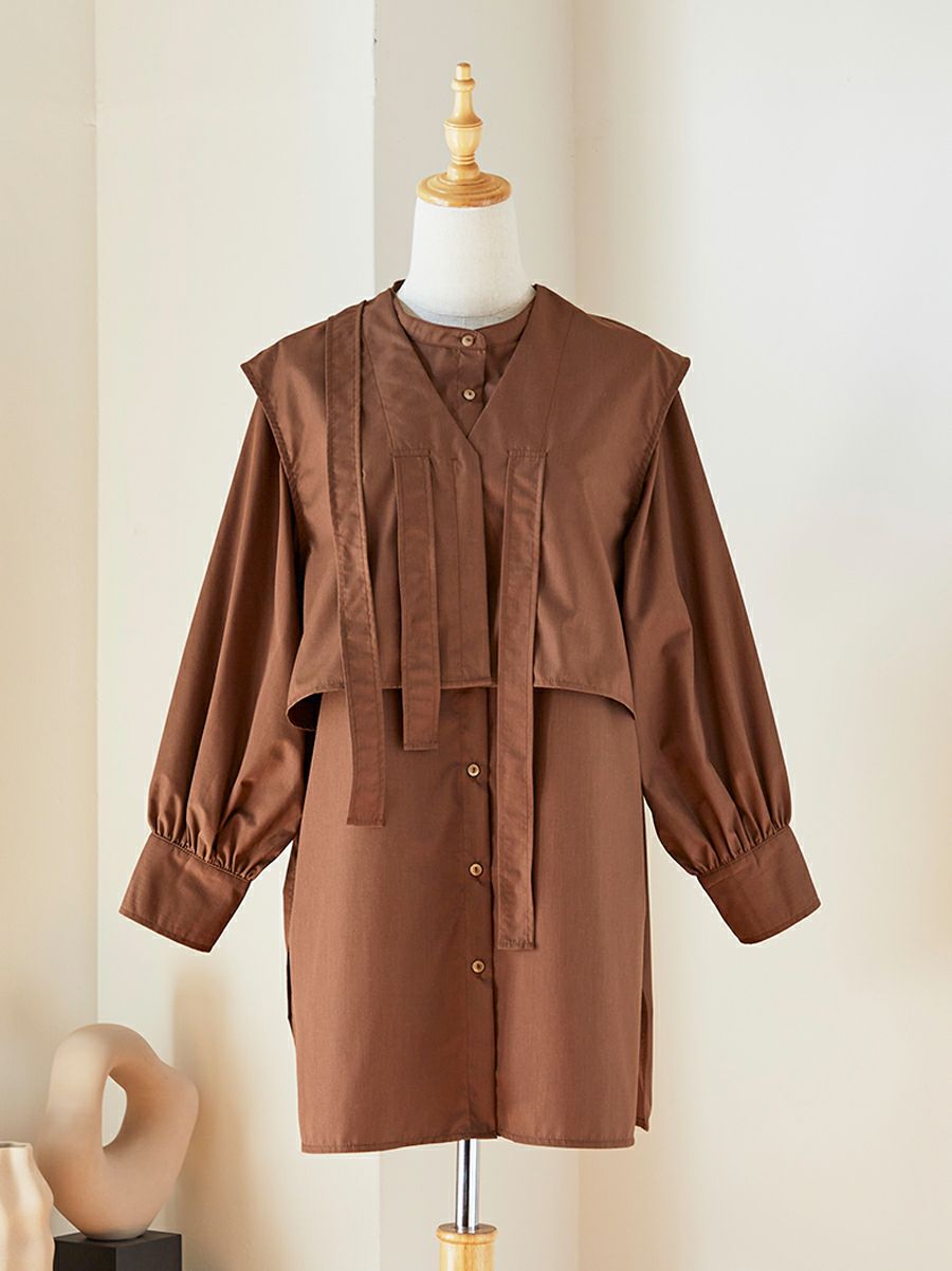 50％off】「mau.コラボ」ASHIME RIBBON LAYERED BLOUSE | romile