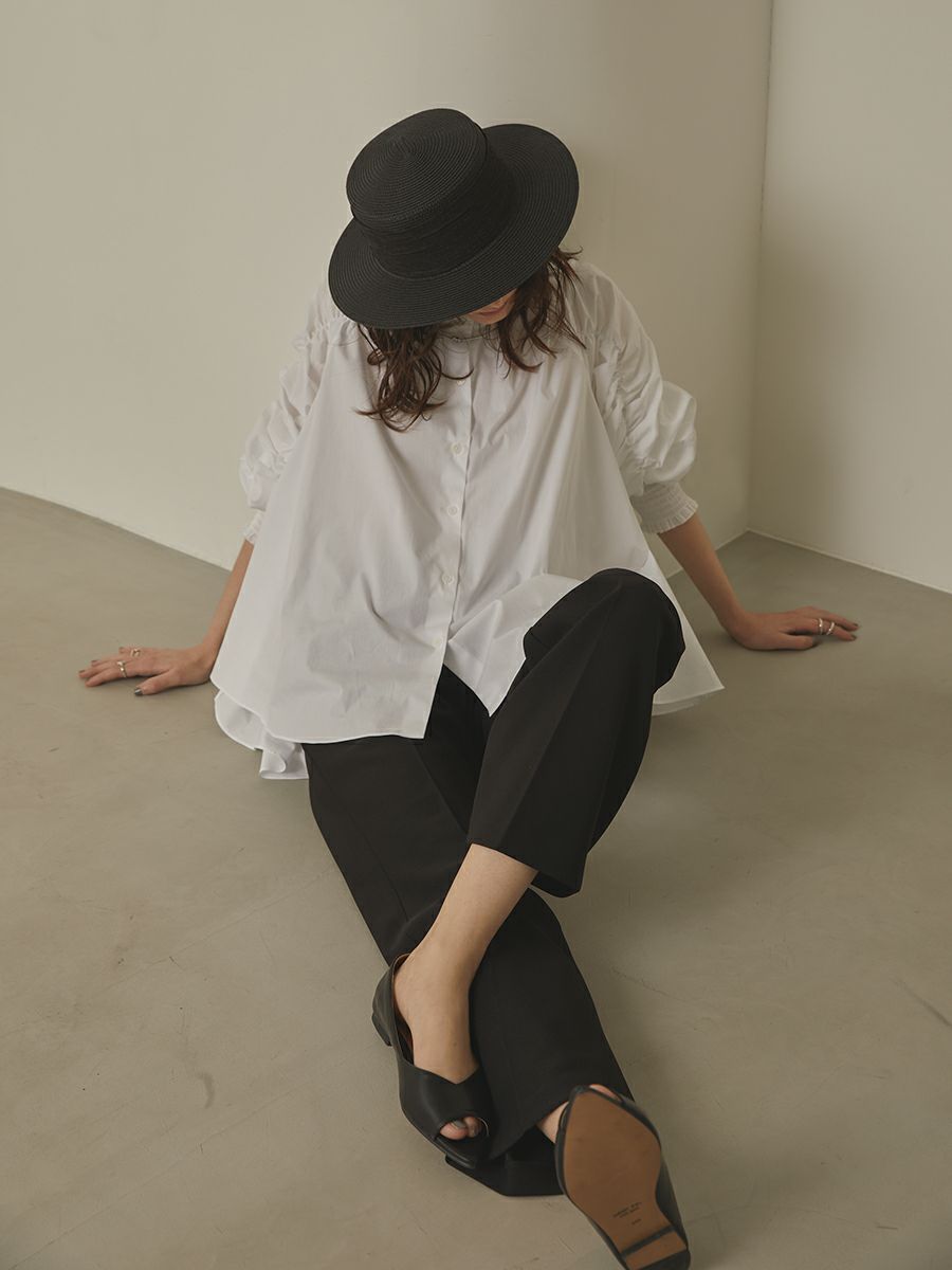 STAND-COLLAR GATHER BLOUSE | romile