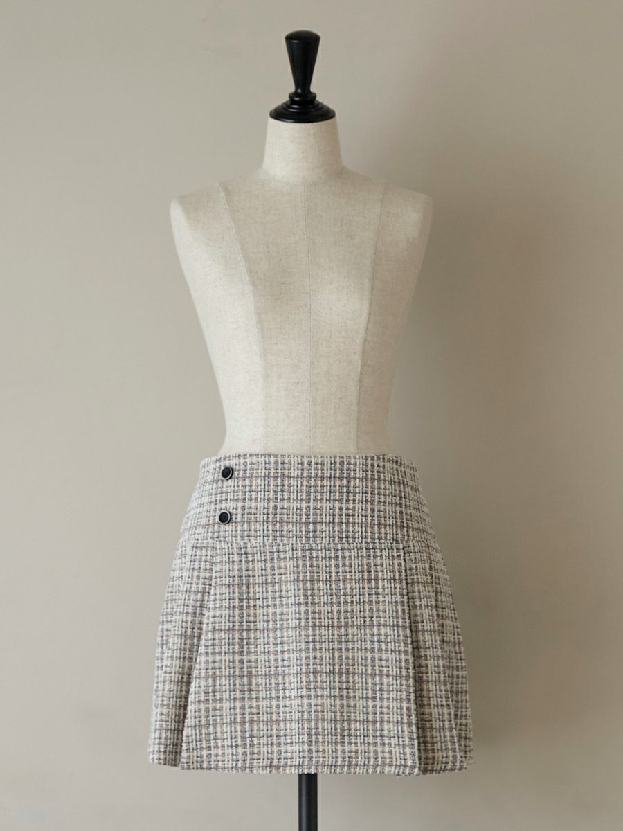 TWEED PLEATS SKIRT