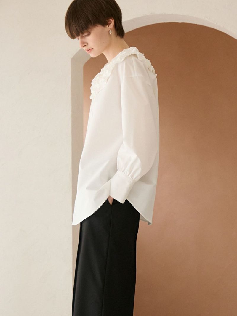 romile ミルフィーユカラー ブラウス MILLEFEUILLE COLLAR BLOUSE（WHITE） | romile