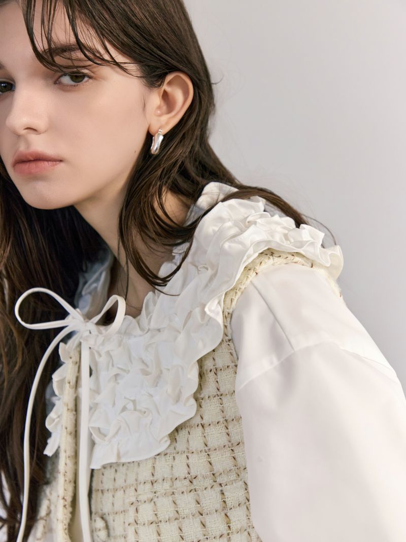 romile ミルフィーユカラー ブラウス MILLEFEUILLE COLLAR BLOUSE（WHITE） | romile