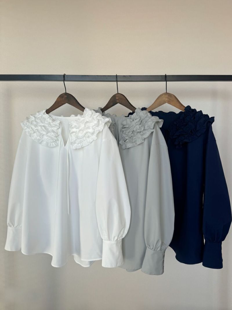 romile ミルフィーユカラー ブラウス MILLEFEUILLE COLLAR BLOUSE（WHITE） | romile