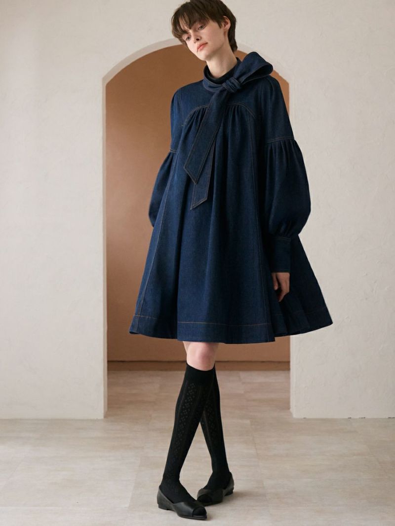 美品　ロミール　デニムサーキュラーワンピース DENIM CIRCULAR ONE-PIECE（INDIGO） | romile