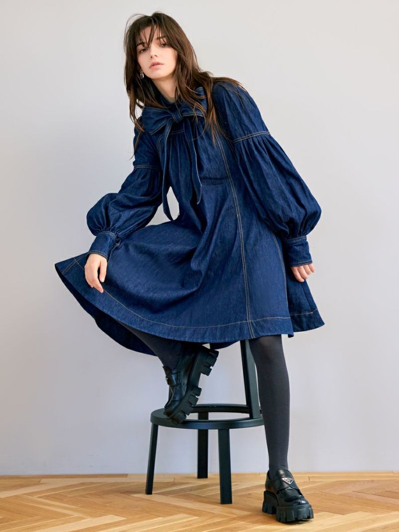 美品　ロミール　デニムサーキュラーワンピース DENIM CIRCULAR ONE-PIECE（INDIGO） | romile