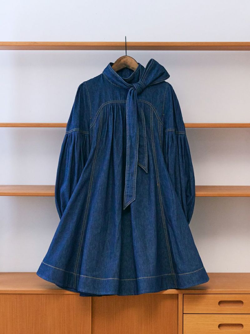 ▼未使用美品✨メゾンマルジェラ ヴィンテージデニムワンピース Aライン リボン ▽20SS未使用✨メゾンマルジェラ ヴィンテージデニムワンピース A