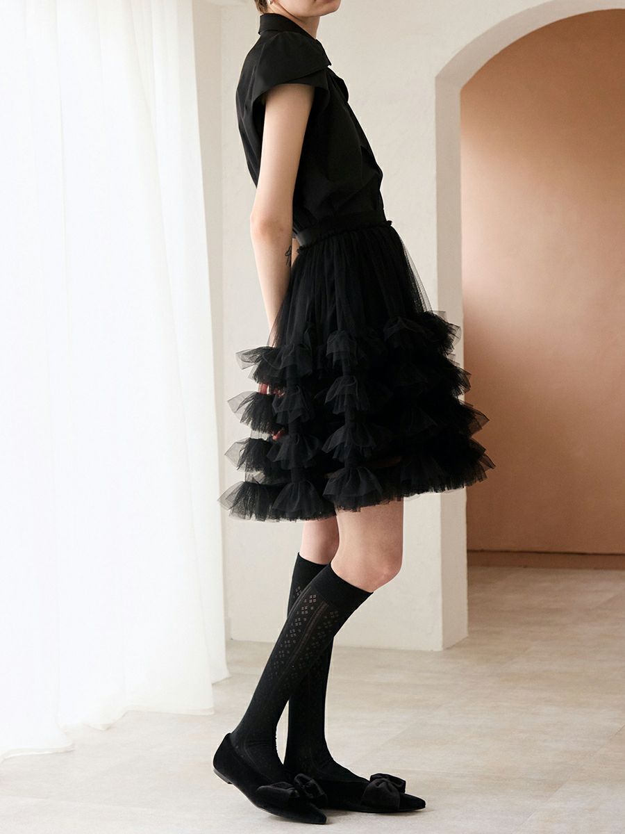 TULIP BLOUSE（BLACK） | romile