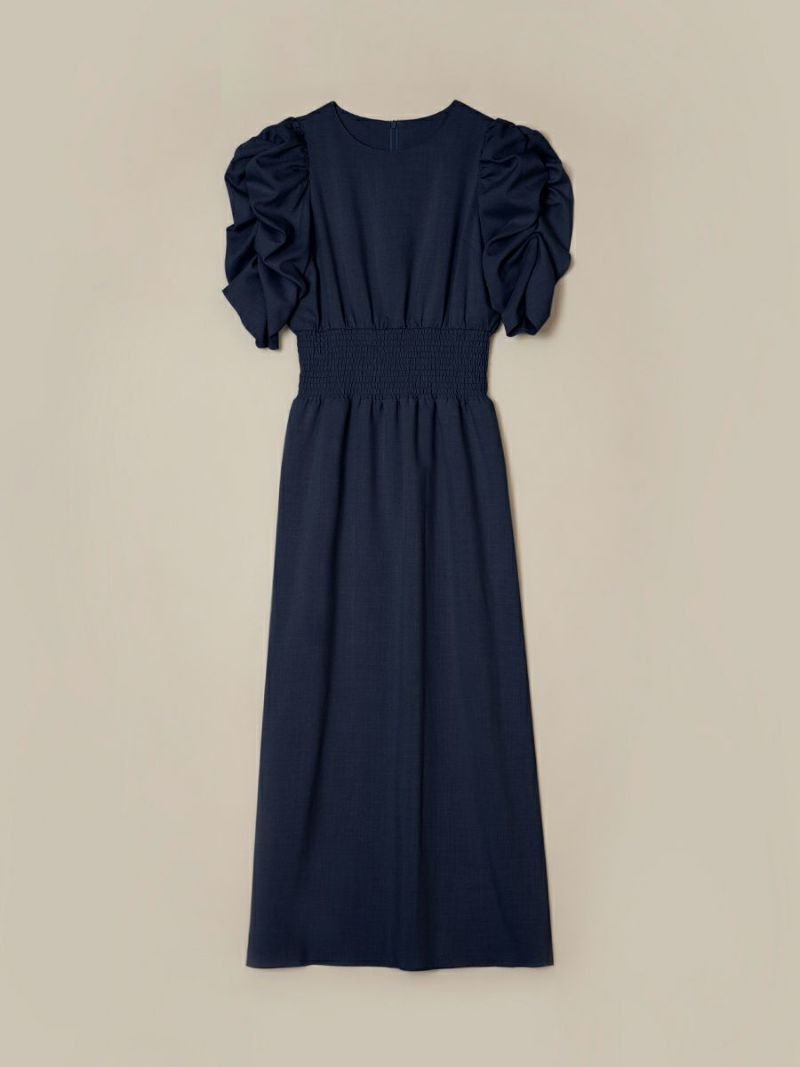 【在庫有】 POWER SHOULDER JACQUARD ONE-PIECE | romile レディースウェア