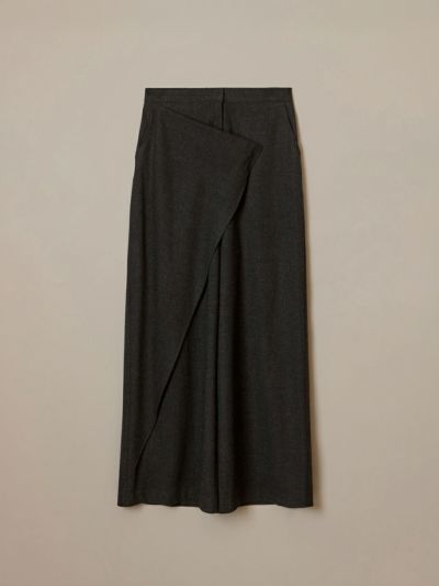 WRAP WOOL WIDE PANTS（CHARCOAL GRAY） | romile